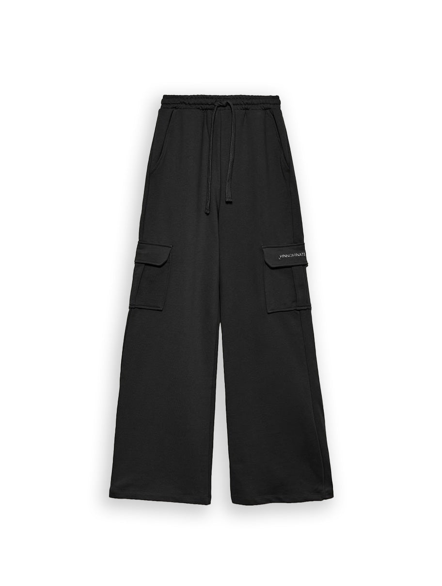 Hinnominate Palazzo Black Cargo Tracksuit Pants for Women