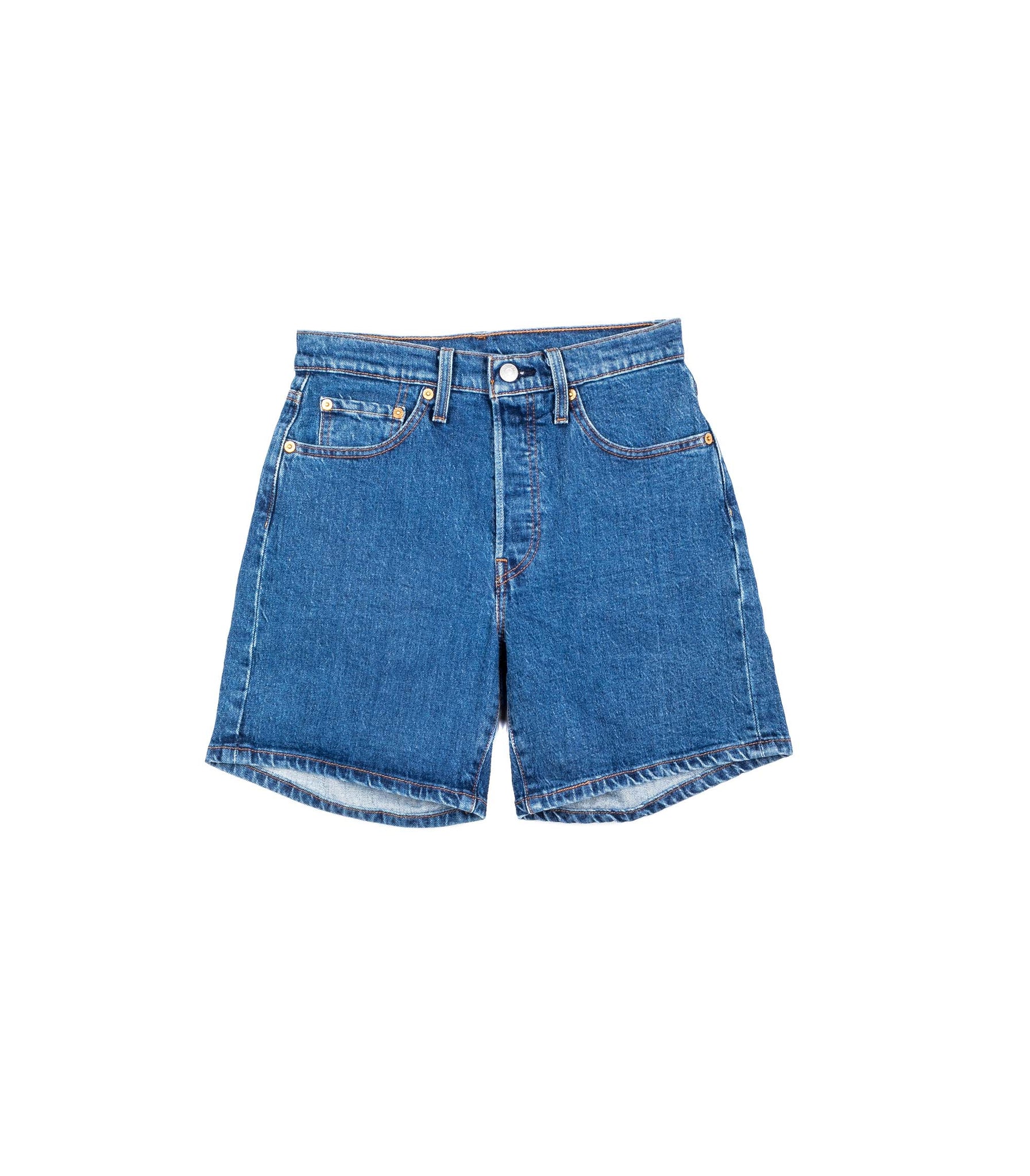 Levis Long Jeans Short With Blue Cuff Woman