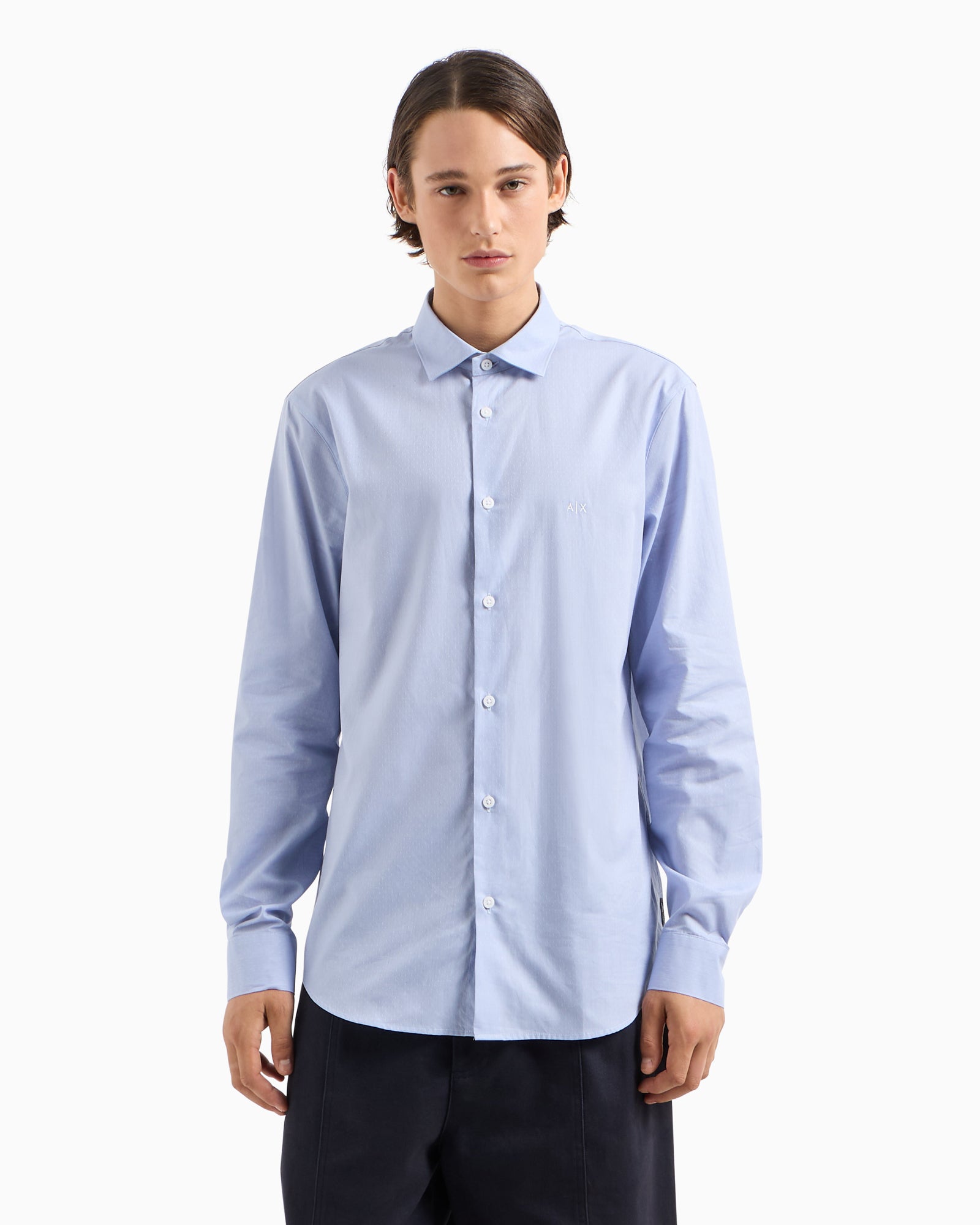 Camicia Micro Fantasia Celeste