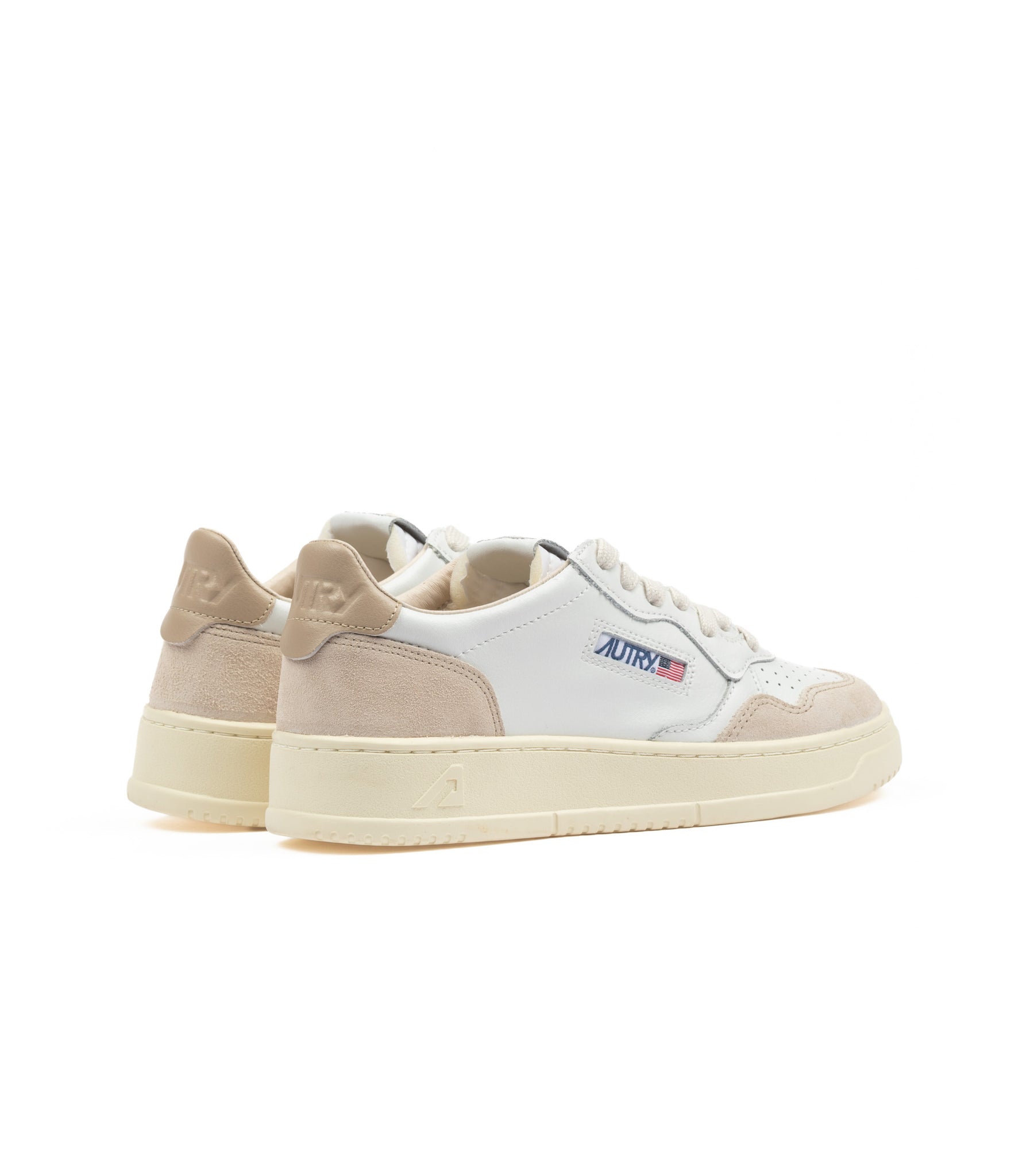 Autry Medalist Low Pelle E Suede Donna Bianca Beige