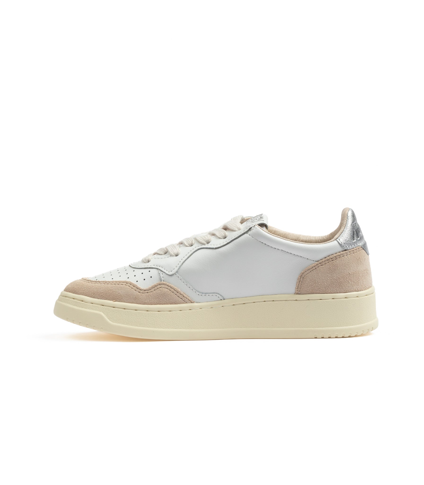 Autry Medalist Low Leather And Suede White Silver Women