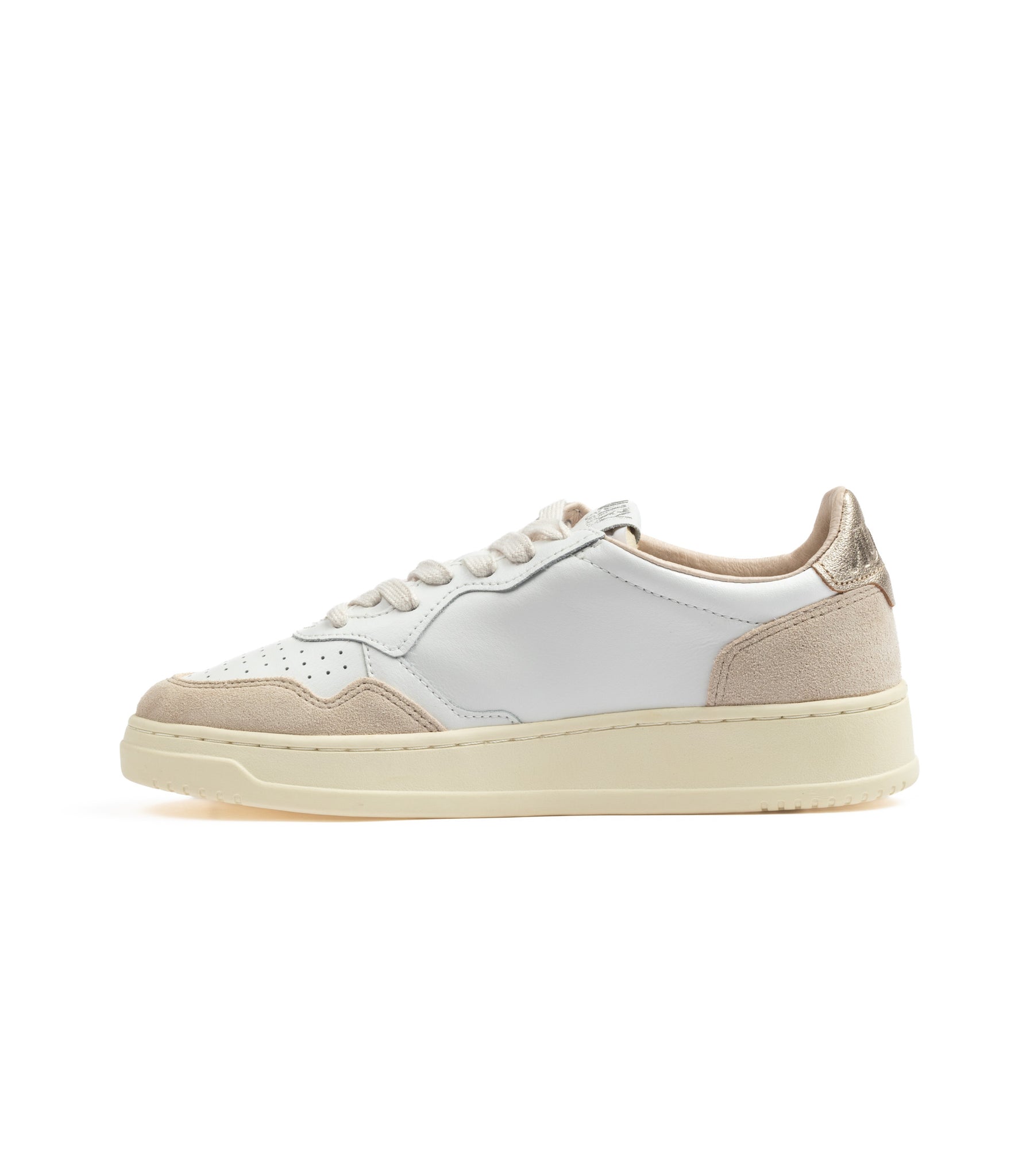 Autry Medalist Low Leather And Suede White Gold Women