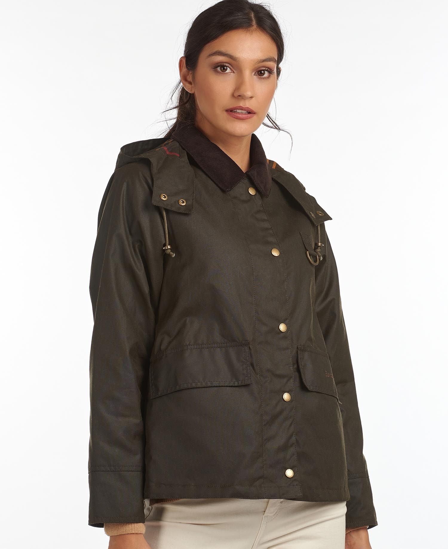 Giacca Barbour Avon Cotone Cerato Oliva Donna