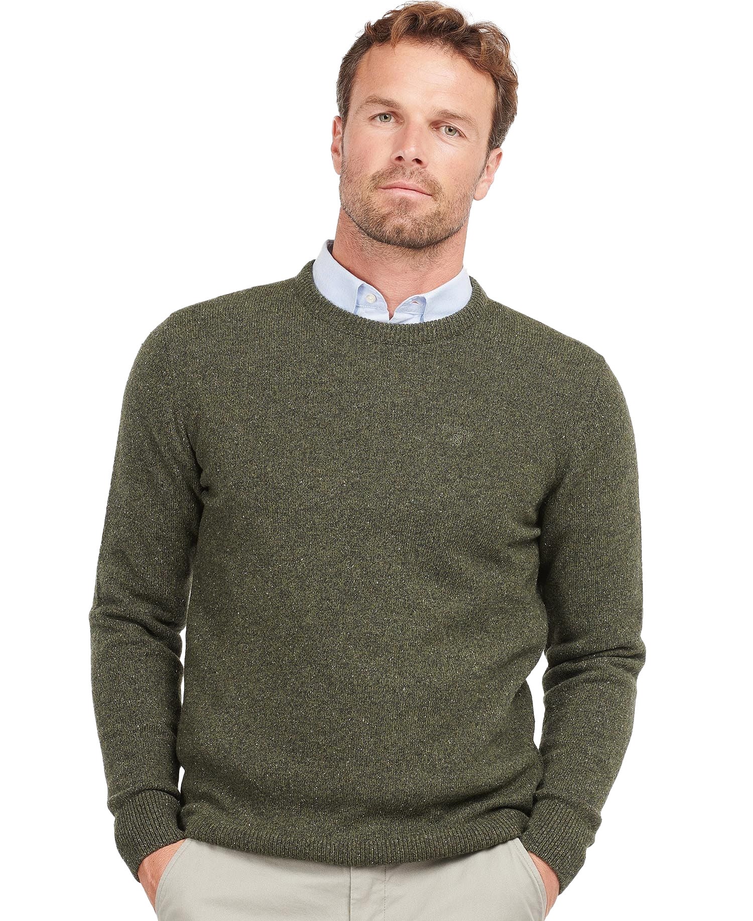 Maglia Girocollo Barbour  Tisbury Essential Verde Uomo