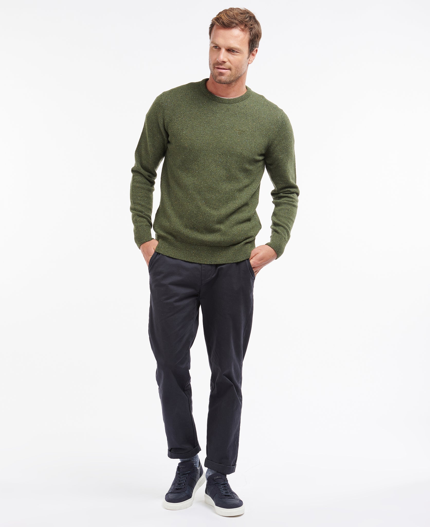 Maglia Girocollo Barbour  Tisbury Essential Verde Foresta Uomo