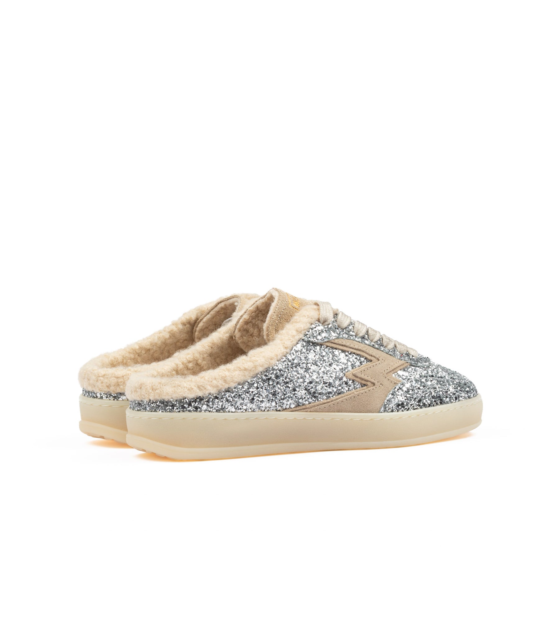 Moaconcept Ciabatta Mule Glitter Silver Donna