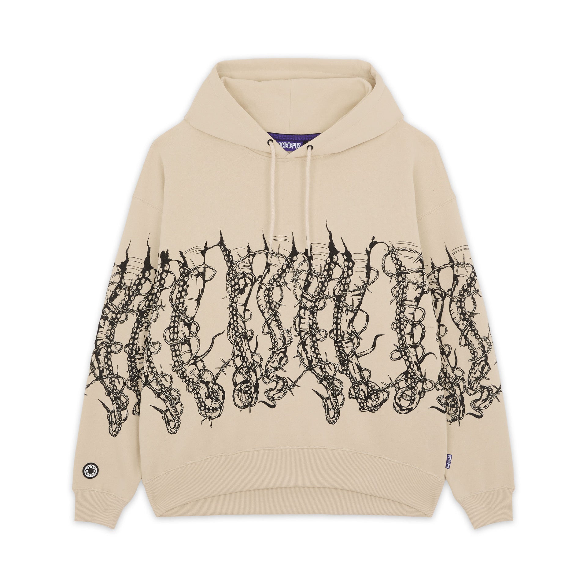 Felpa Cappuccio Octopus By Giorgio Di Salvo Barbed Wire Hoodie Crema