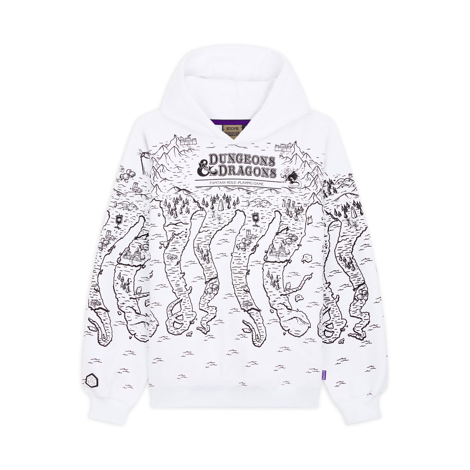 Felpa Cappuccio Octopus Dungeons & Dragons Map Hoodie Bianco