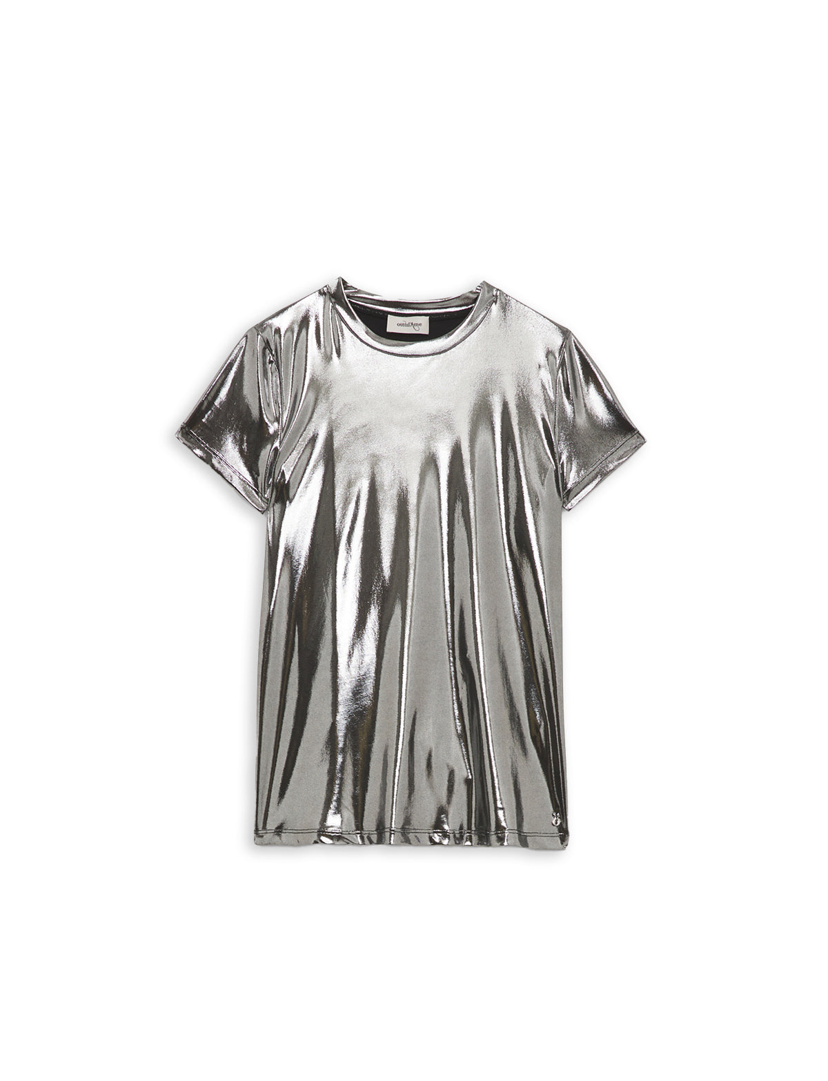 T-Shirt Effetto Vinile Argento