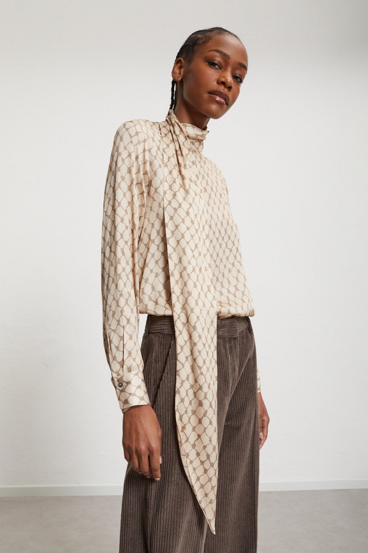 Viscose Shirt With Scarf Neckline