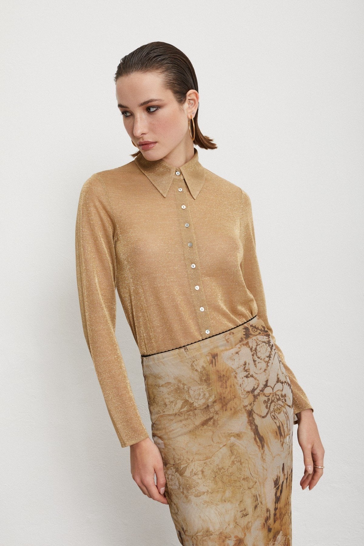 Beige Lurex Shirt