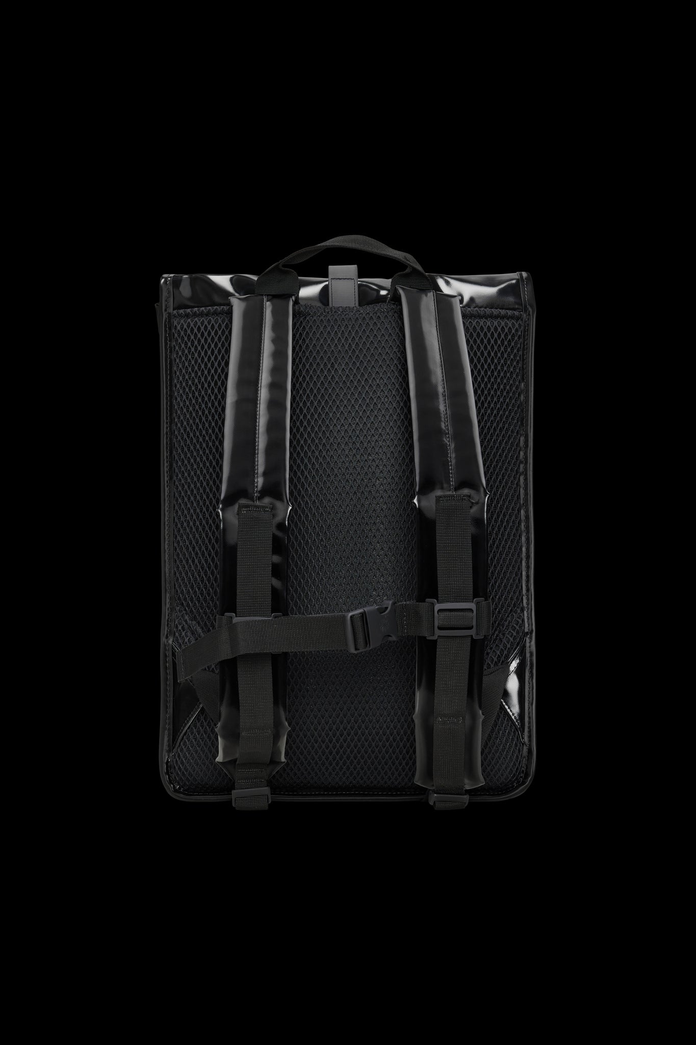 Zaino Rains Rolltop Rucksack Nero Lucido