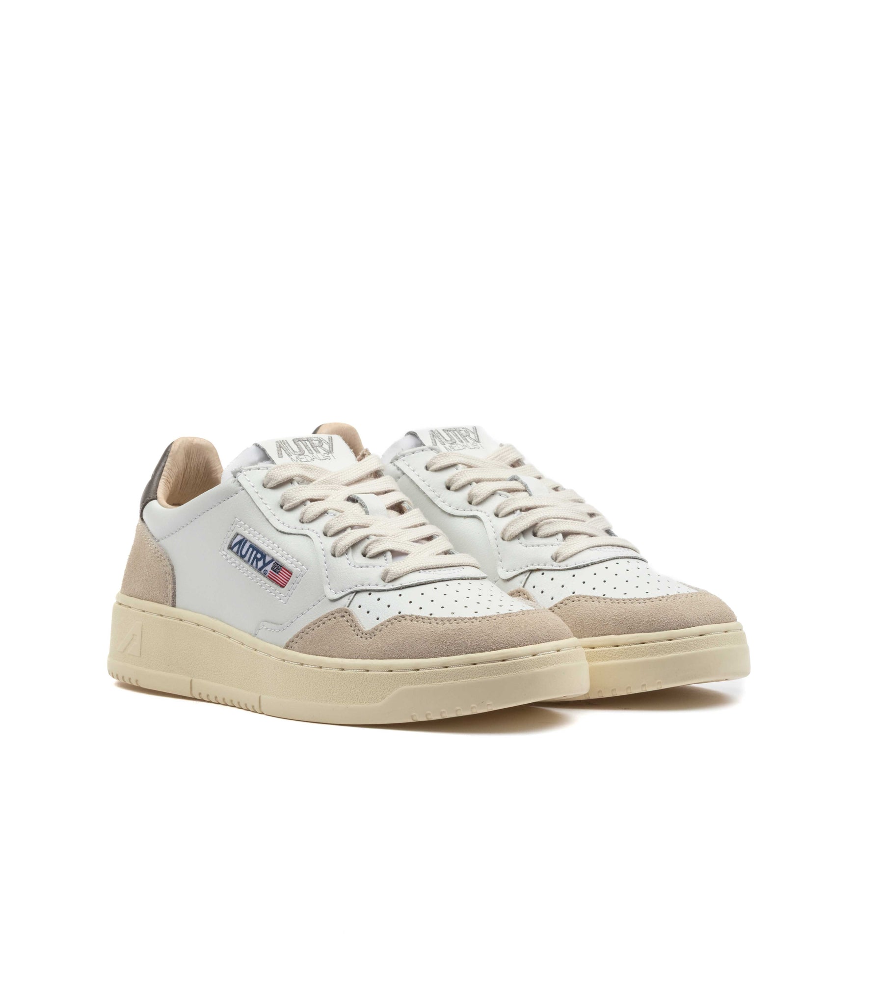 Autry Medalist Low Pelle Suede Bianco Donna
