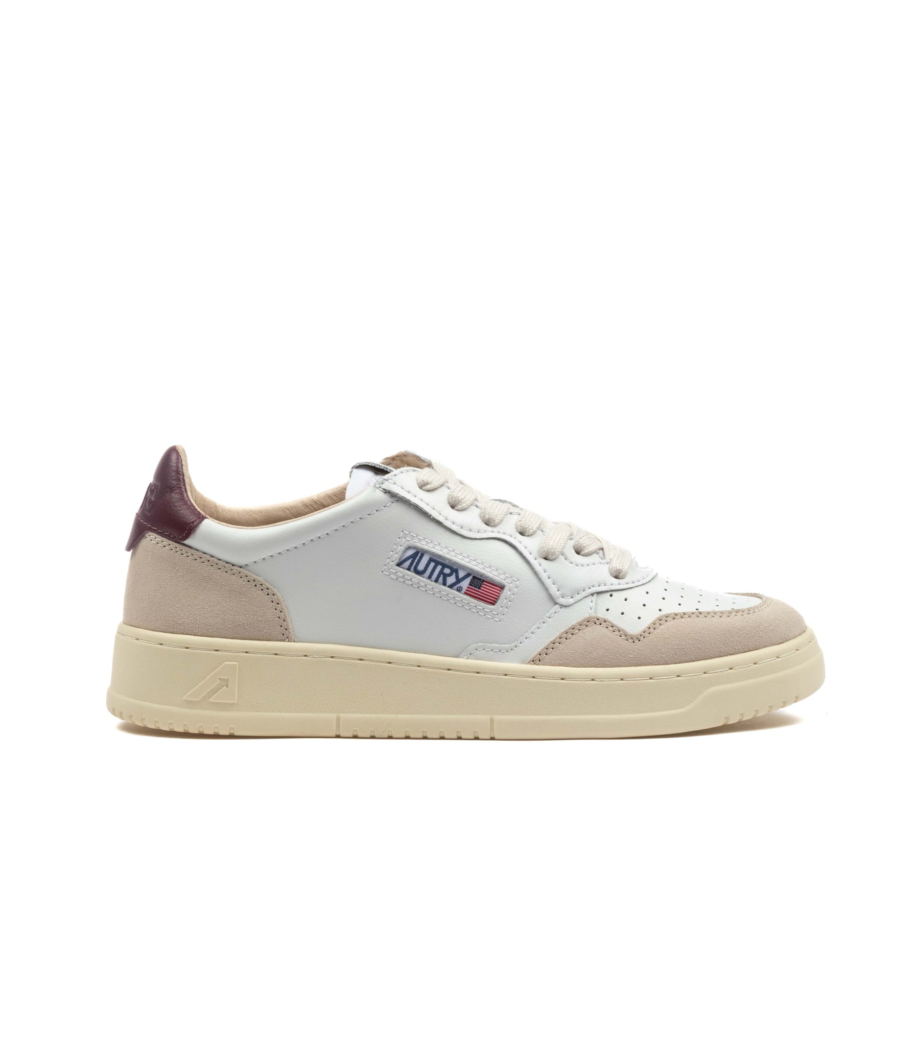 Autry Medalist Low Pelle Suede Bianca Bordeaux Donna