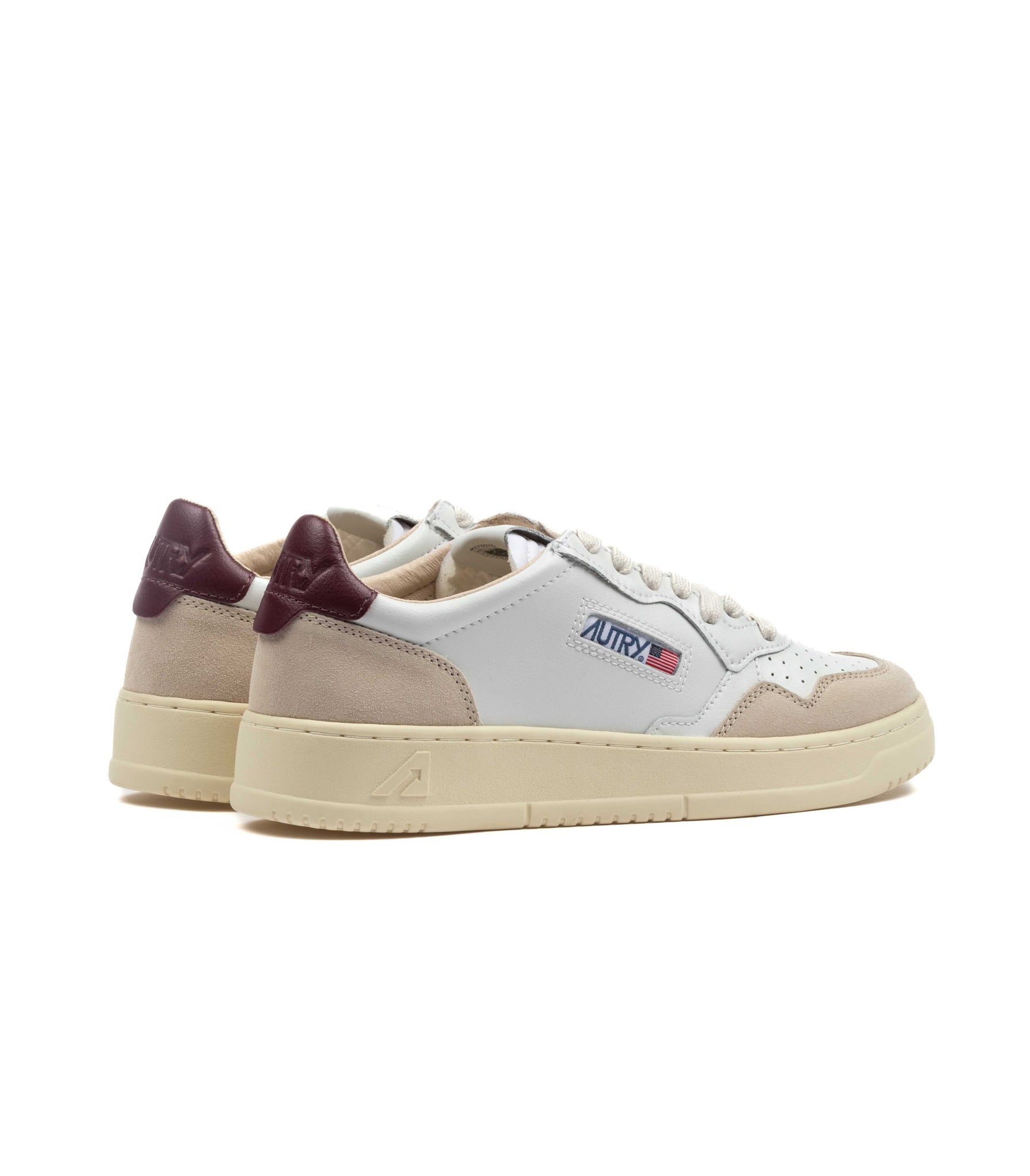 Autry Medalist Low Pelle Suede Bianca Bordeaux Donna