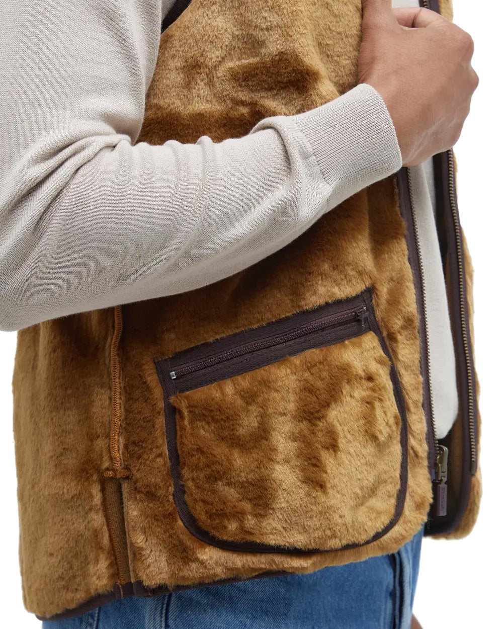 Barbour Gilet Imbottitura Warm Pile Waistcoat Zip  Marrone Uomo