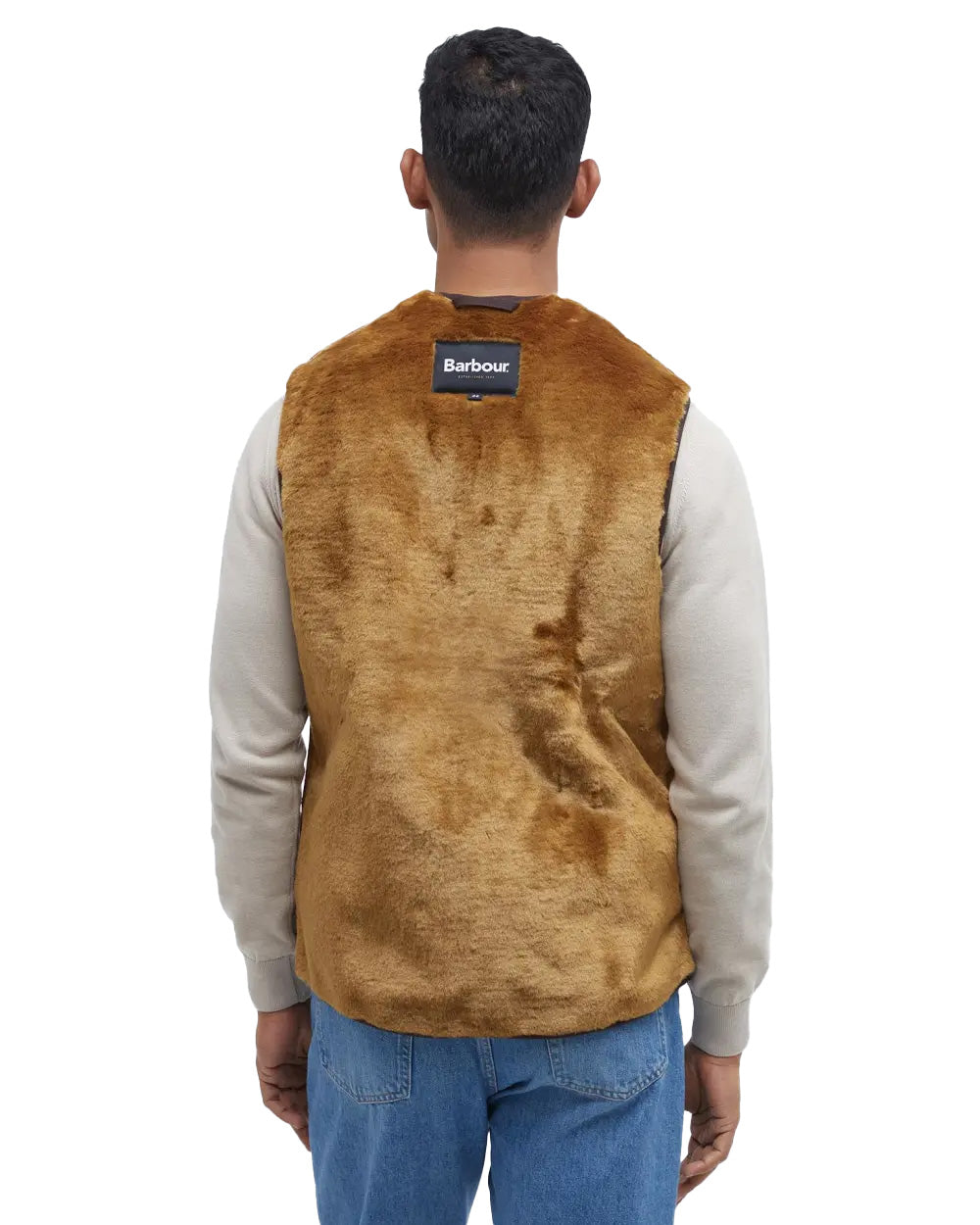 Barbour Gilet Imbottitura Warm Pile Waistcoat Zip  Marrone Uomo