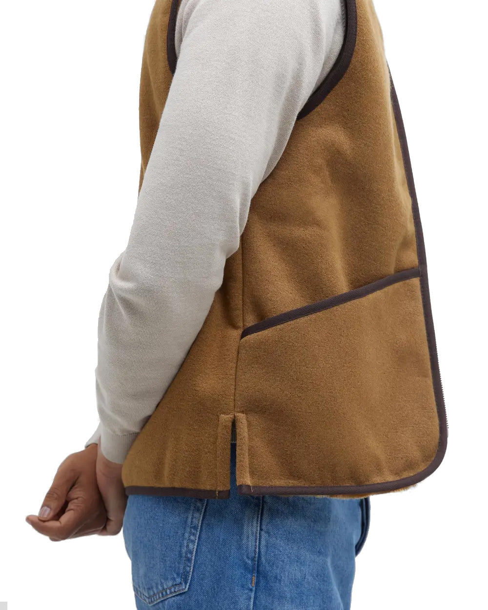 Barbour Gilet Imbottitura Warm Pile Waistcoat Zip  Marrone Uomo