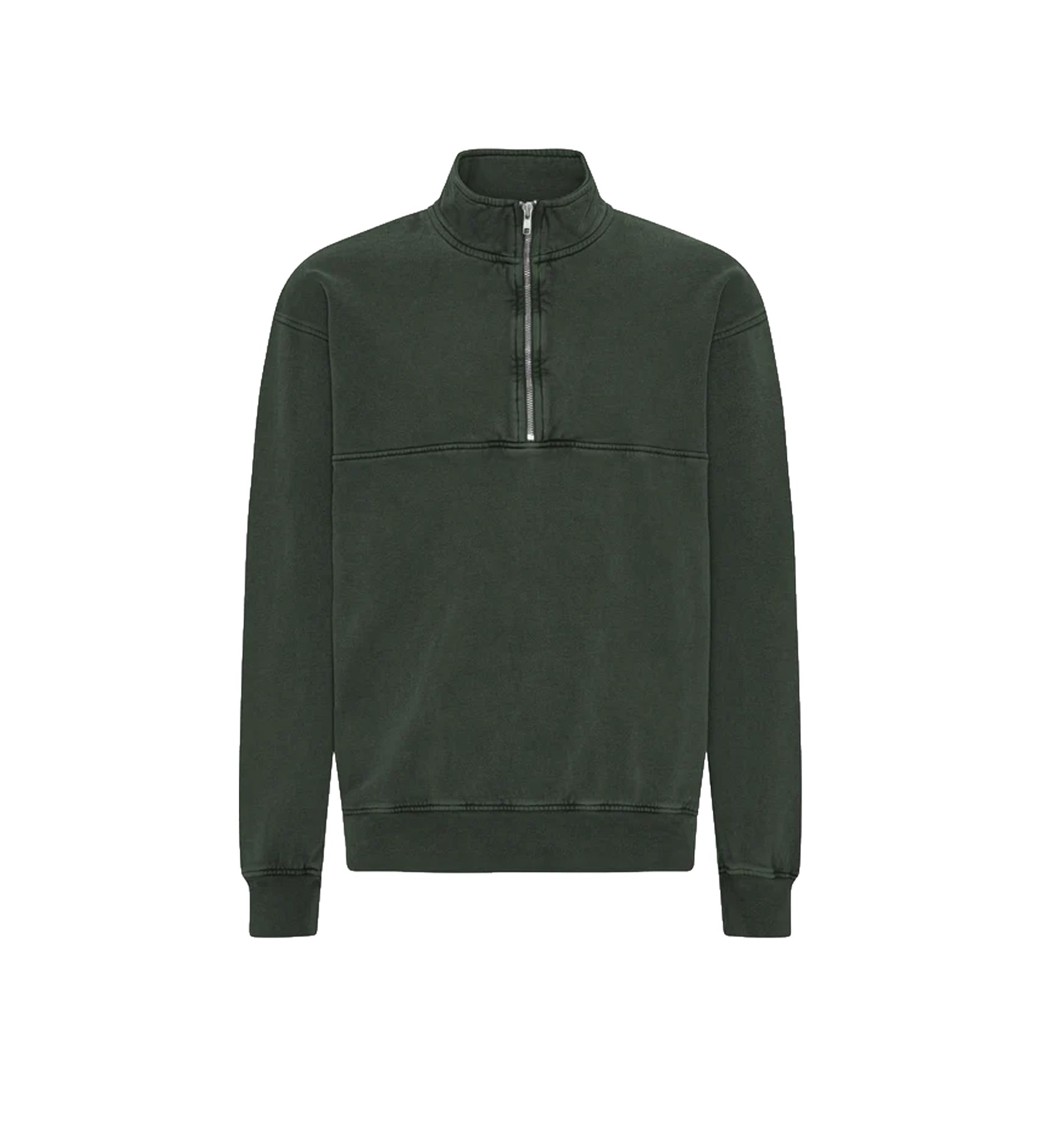 Colorful Stabdard Felpa Zip A 3/4 Cotone Organico Verde Foresta