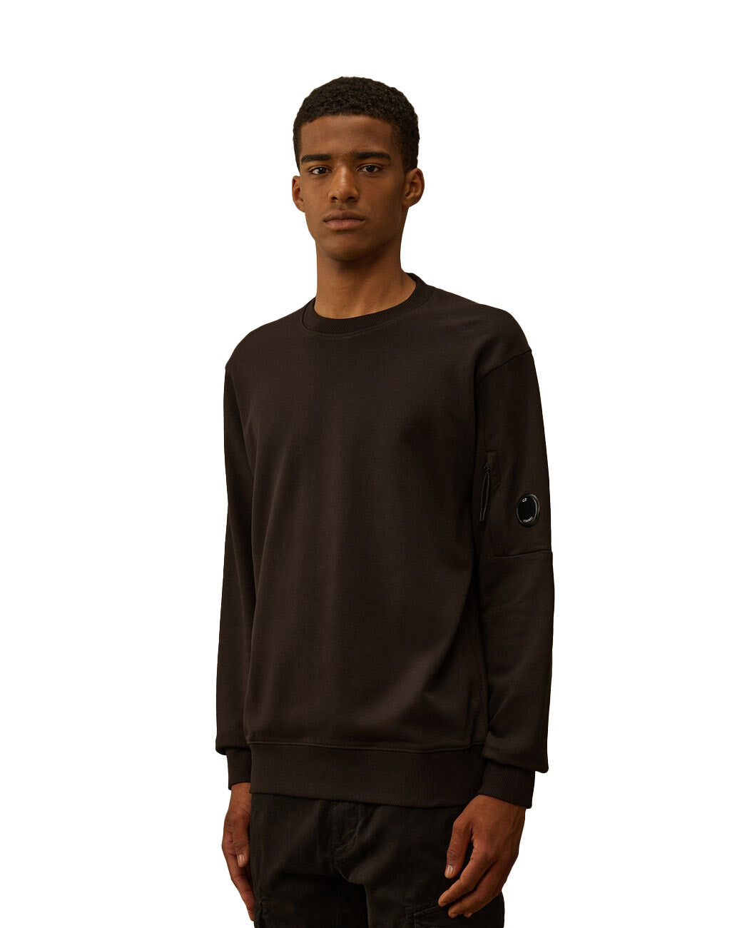 C.P. Company Felpa Girocollo Diagonal Raised Con Lente Manica