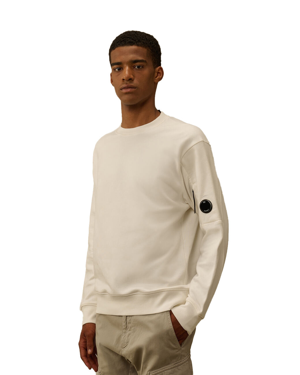 C.P. Company Diagonal Raised Fleece Crewneck Lens Sweatshirt