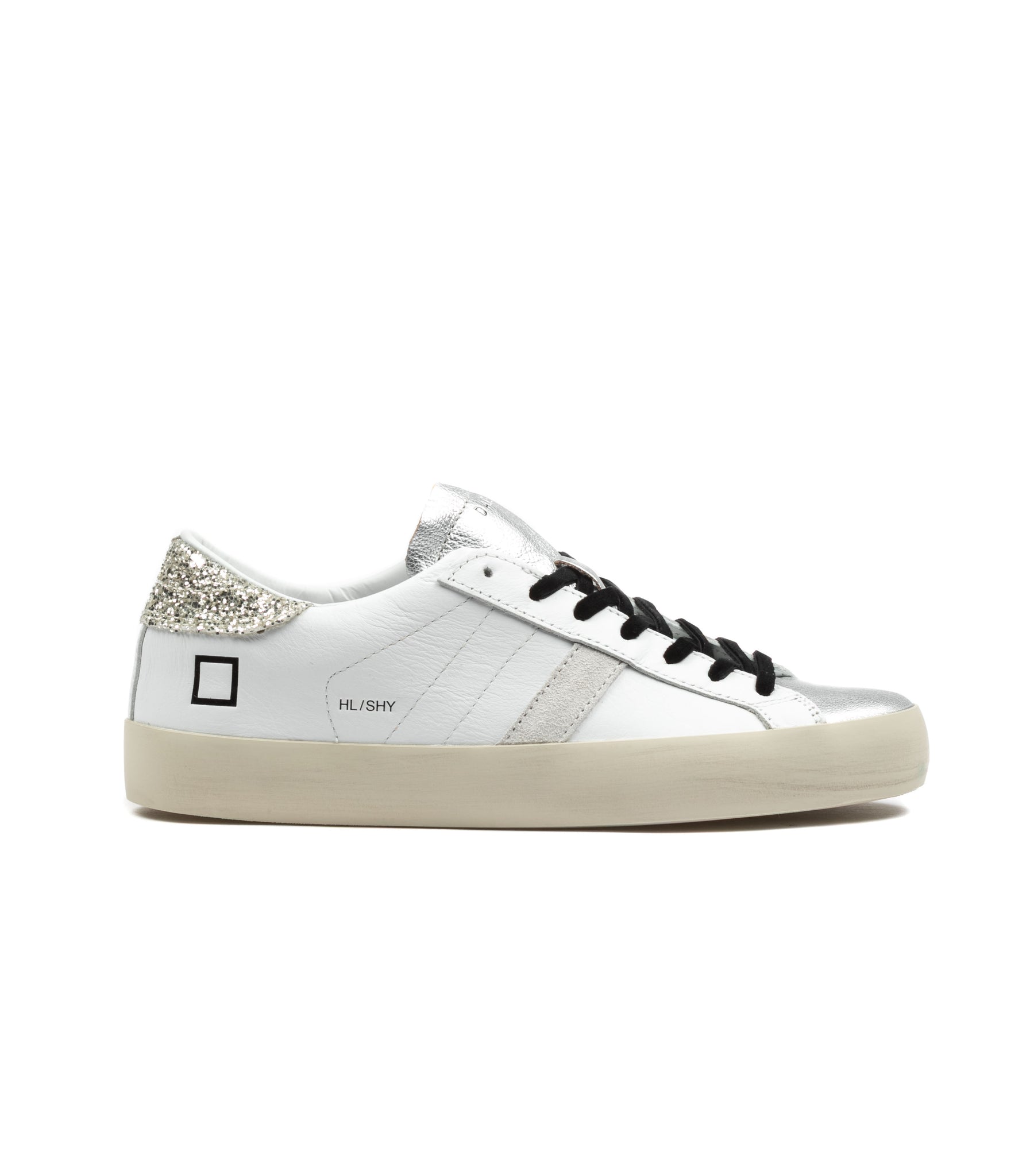D.A.T.E. Hill Low Donna Shiny White Platiunm