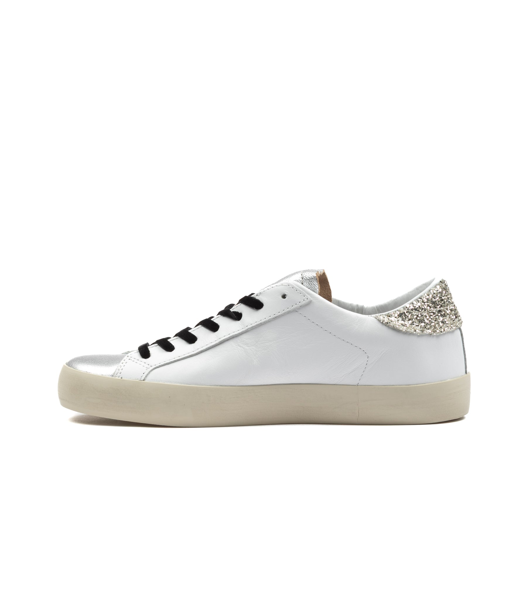 D.A.T.E. Hill Low Donna Shiny White Platiunm