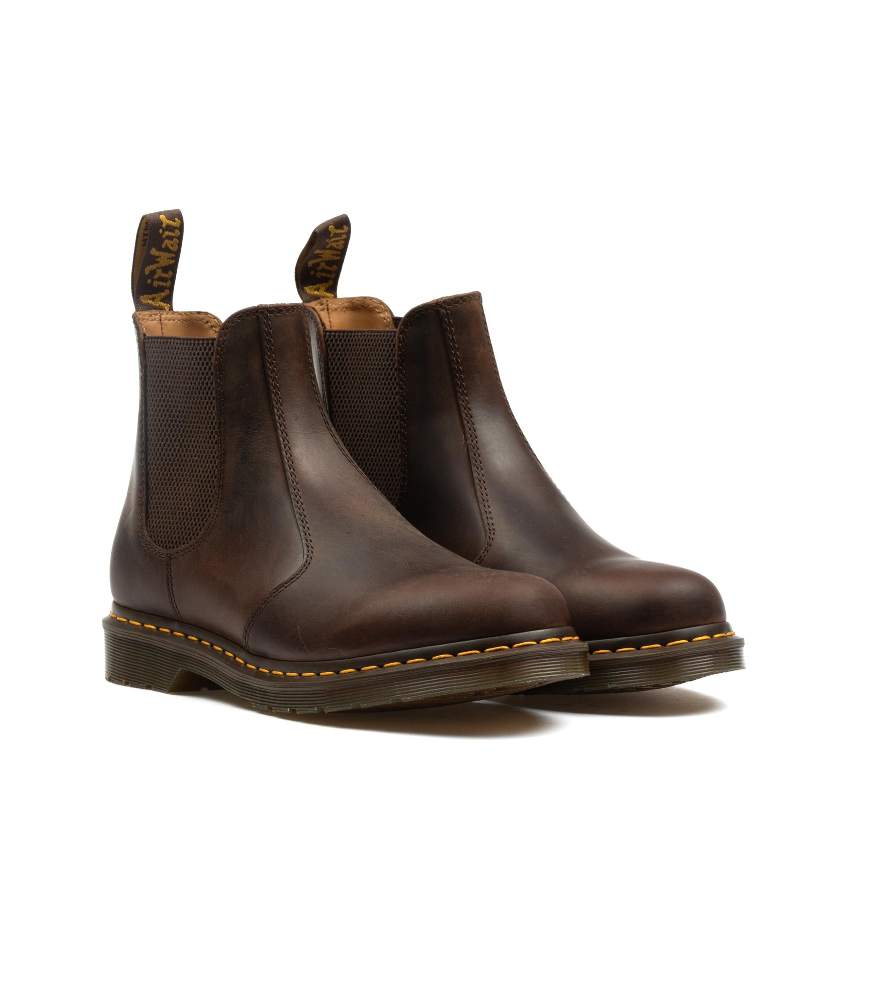 Dr. Martens 2976 Yellow Stitch Crazy Horse Dark Brown