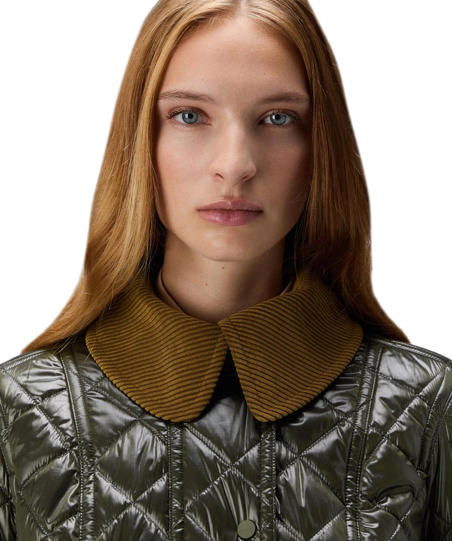 Peuterey Piumgiacca Delft Trapuntata Collo Velluto Verde Donna