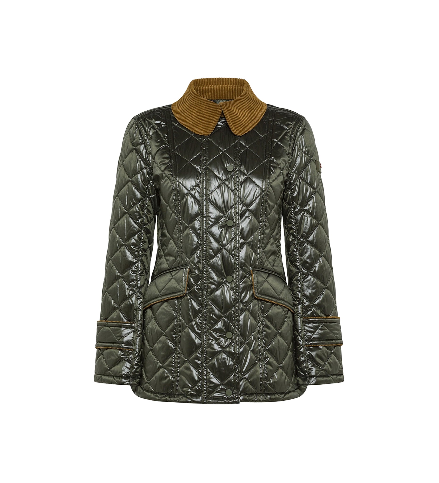 Peuterey Piumgiacca Delft Trapuntata Collo Velluto Verde Donna