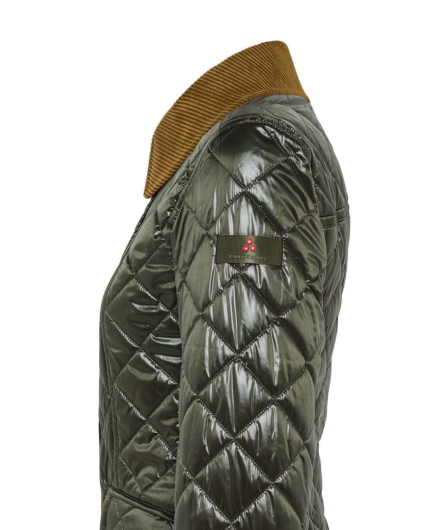 Peuterey Piumgiacca Delft Trapuntata Collo Velluto Verde Donna