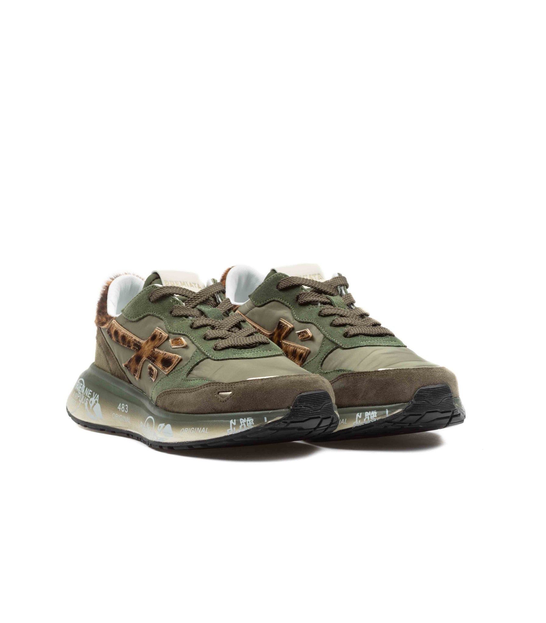 Premiata Lauryn 7790 Verde Militare E Leopardato Donna