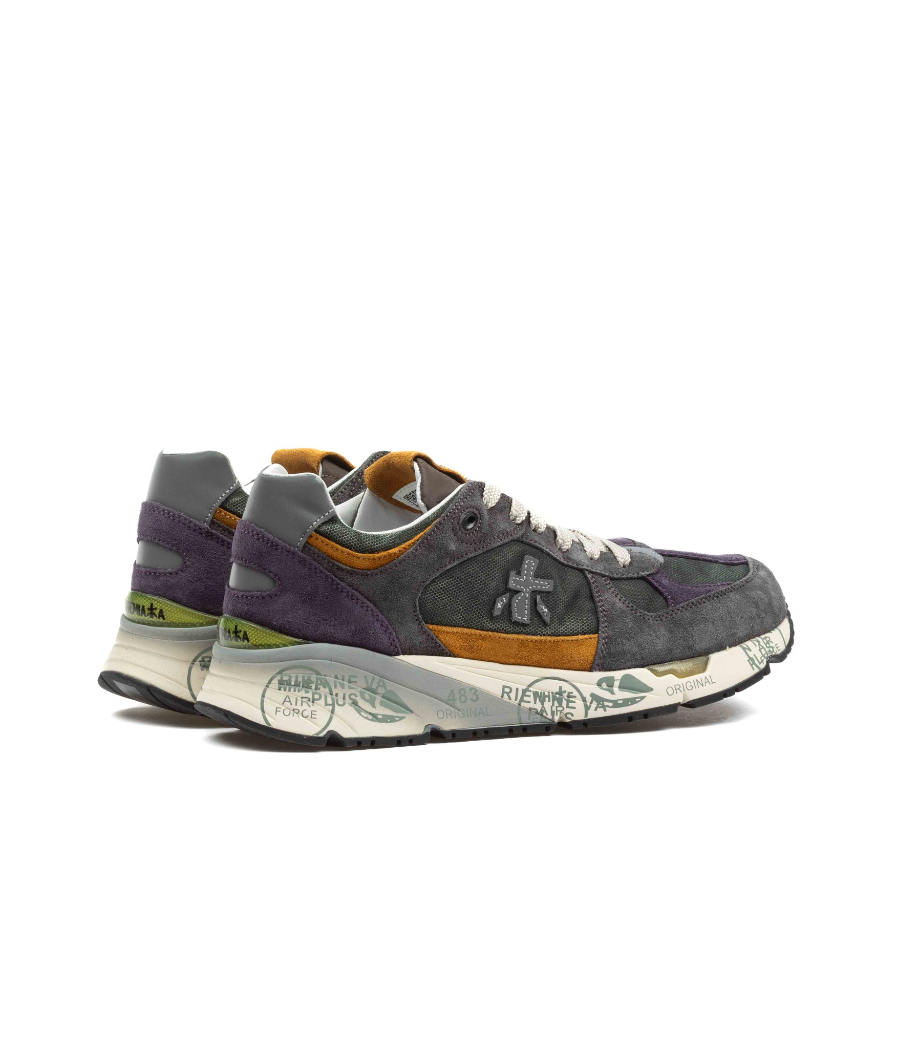 Premiata Mase 7868 Pelle E Canvas Cerato Vintage Verde Marrone