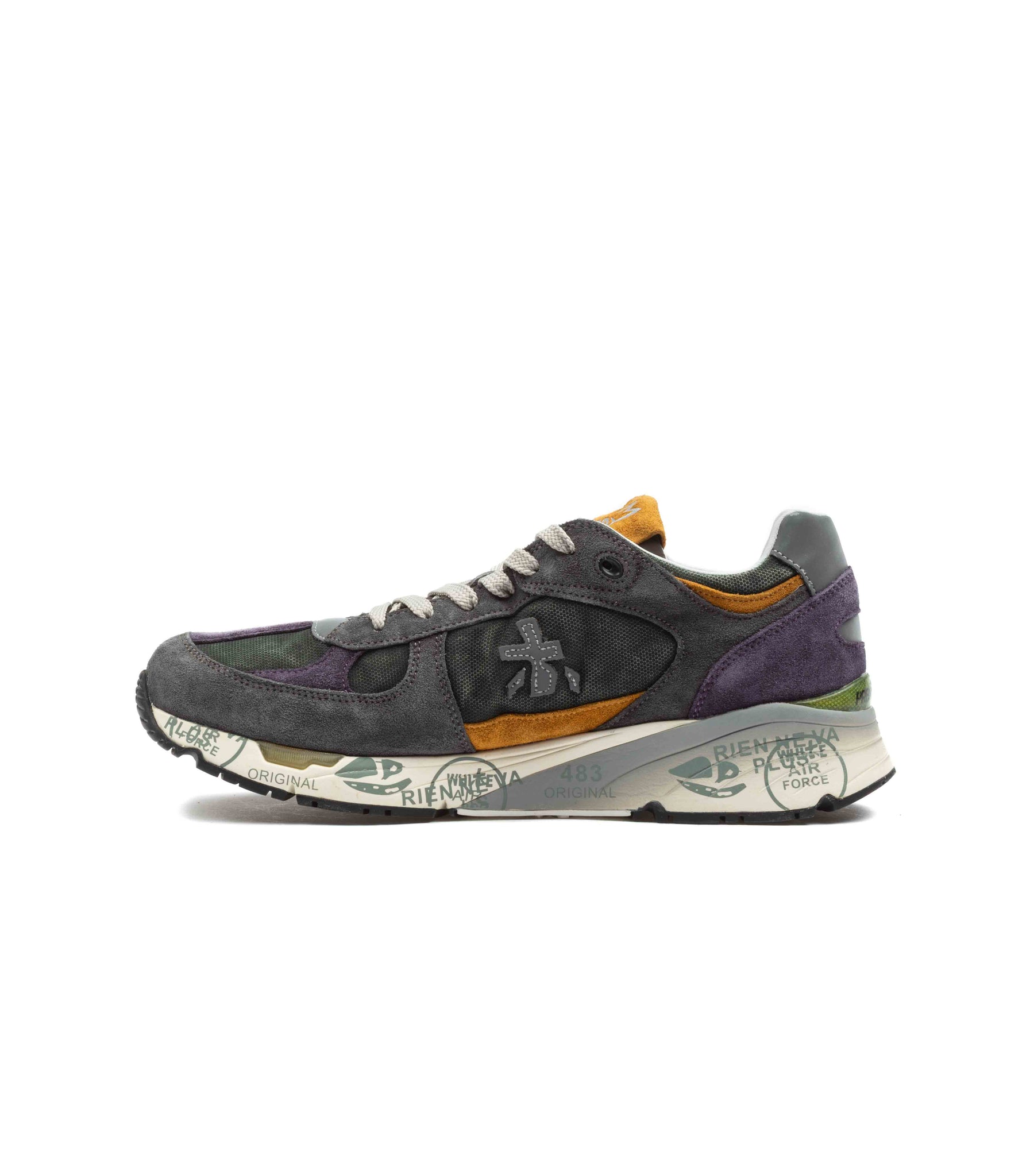 Premiata Mase 7868 Pelle E Canvas Cerato Vintage Verde Marrone