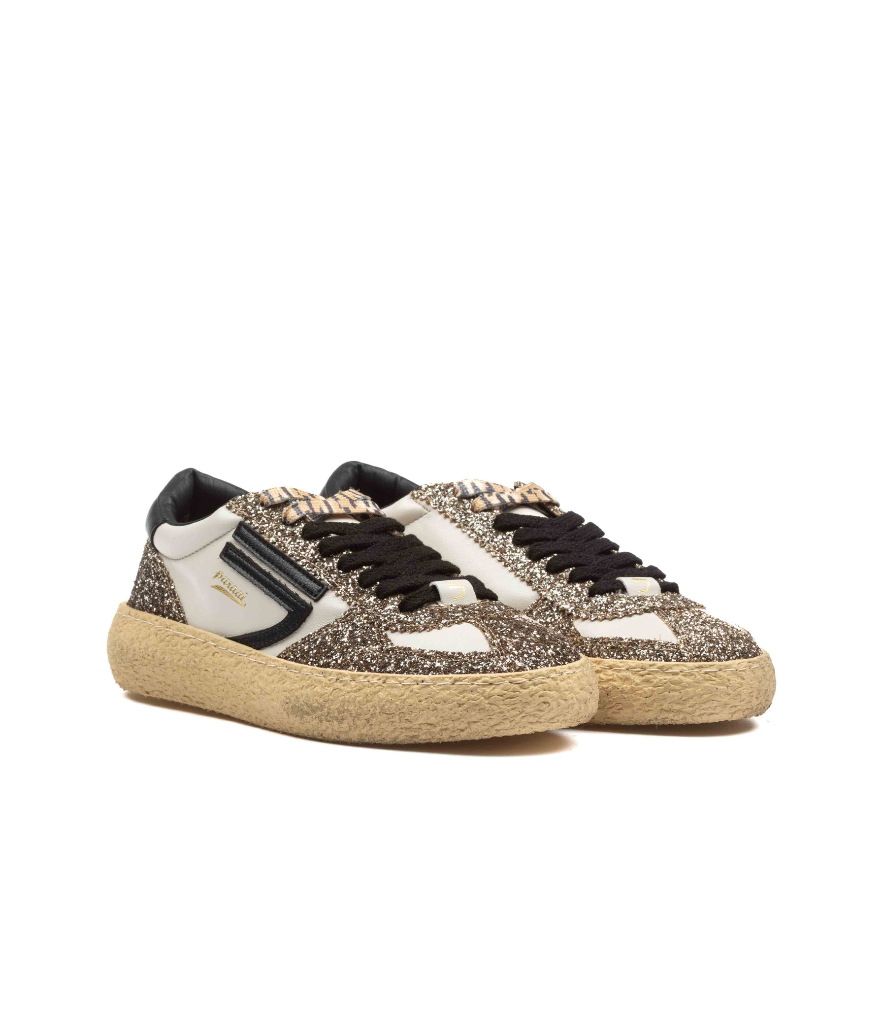 Puraai Vintage Confetti Vegan Leather Bianco Glitter Donna