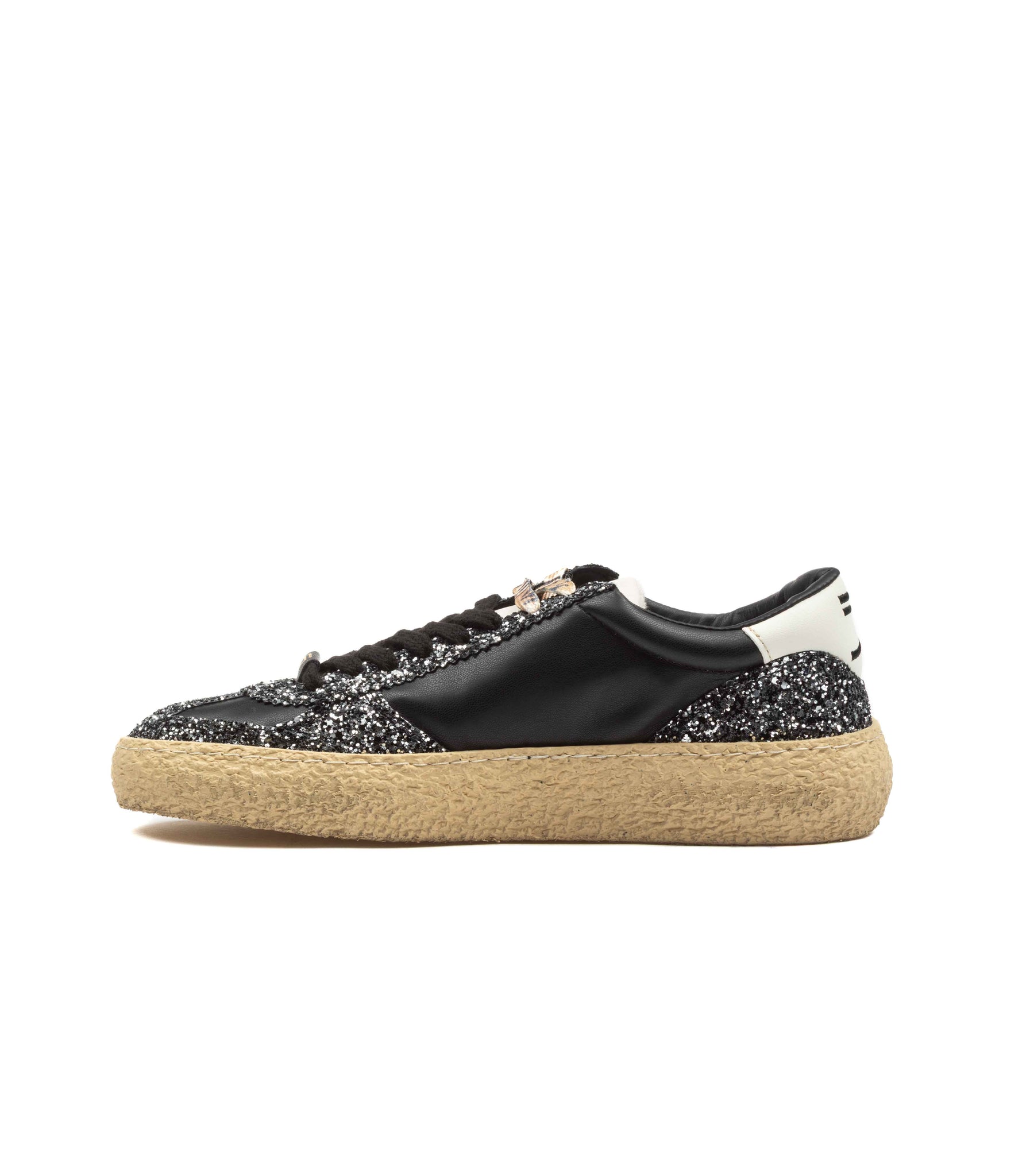 Puraai Vintage Confetti Vegan Leather Nero Glitter Donna