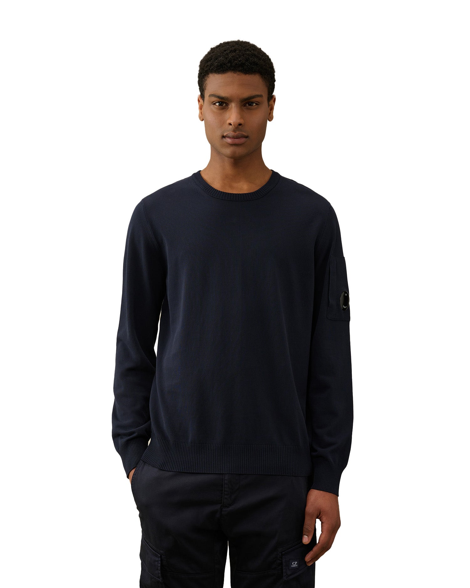 CP Company Cotton Crepe Knit Blue Men's Shirt