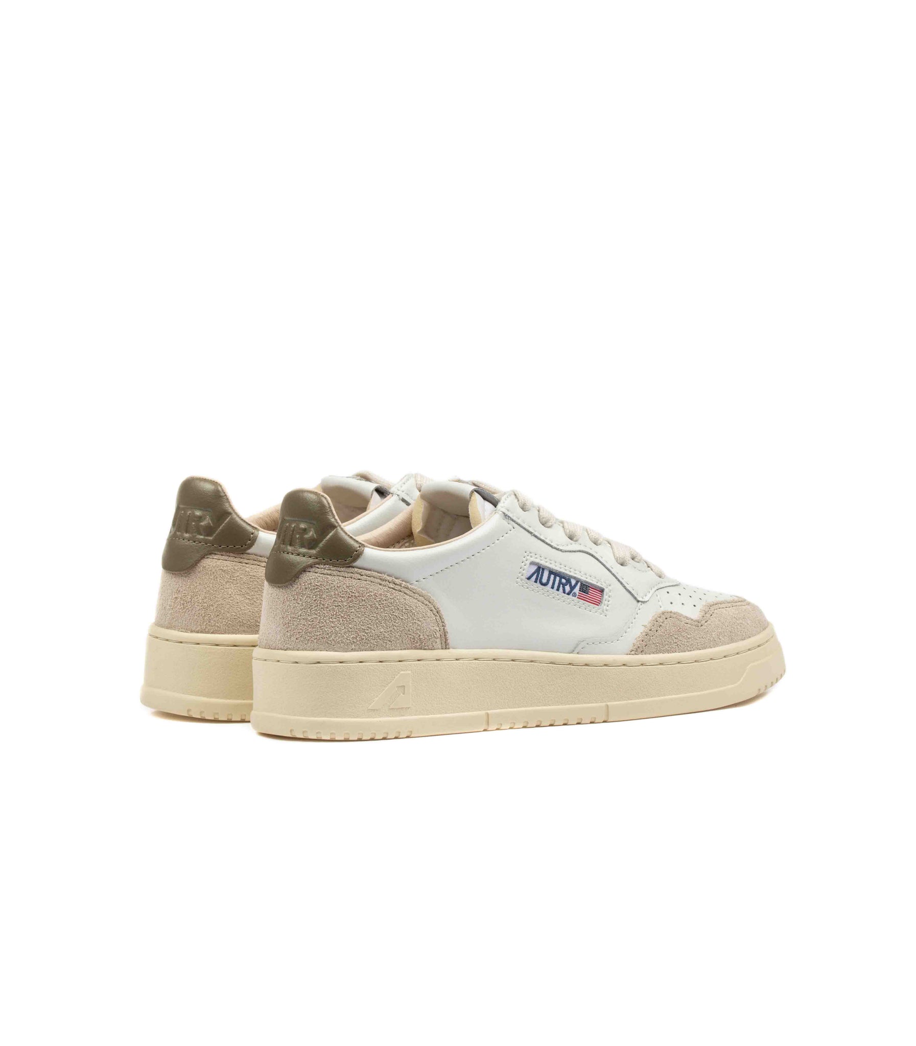 Autry Medalist Low Pelle E Suede Bianco Verde Uomo