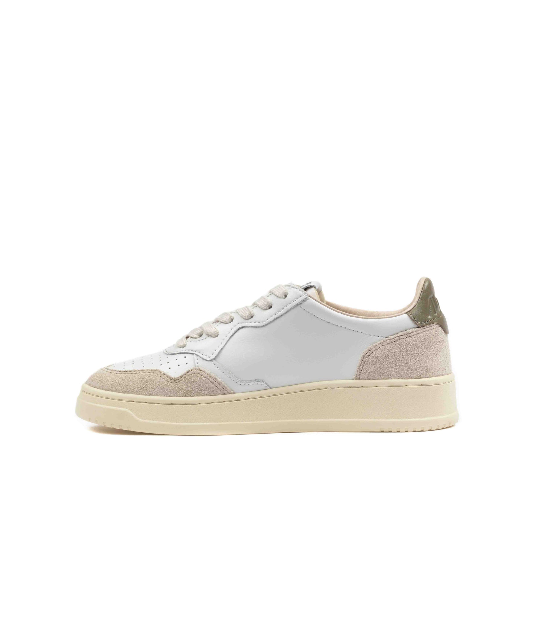 Autry Medalist Low Pelle E Suede Bianco Verde Uomo