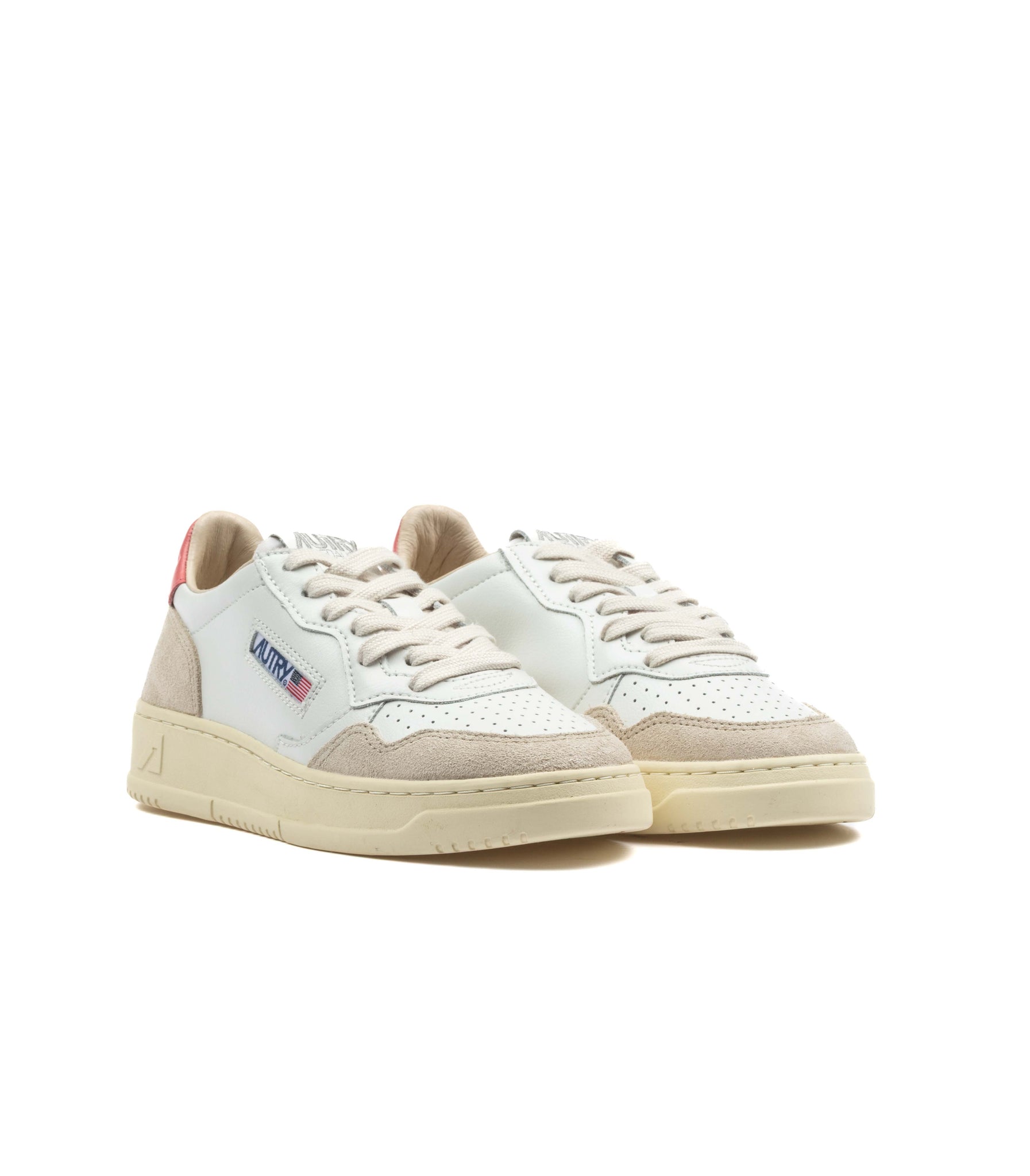 Autry Autry Medalist Low Pelle Suede Bianca Tearose