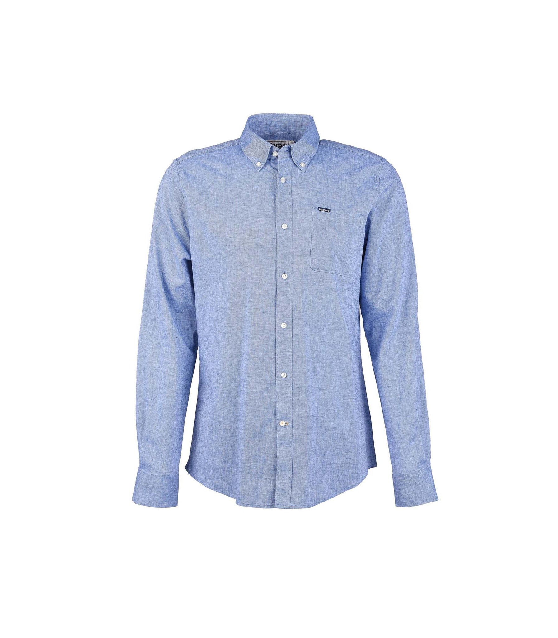 Camicia Barbour Lino Botton Down Celeste Uomo