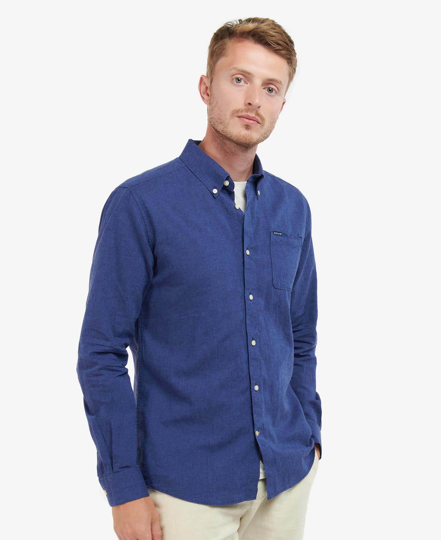 Camicia Barbour Lino Botton Down Indigo Uomo