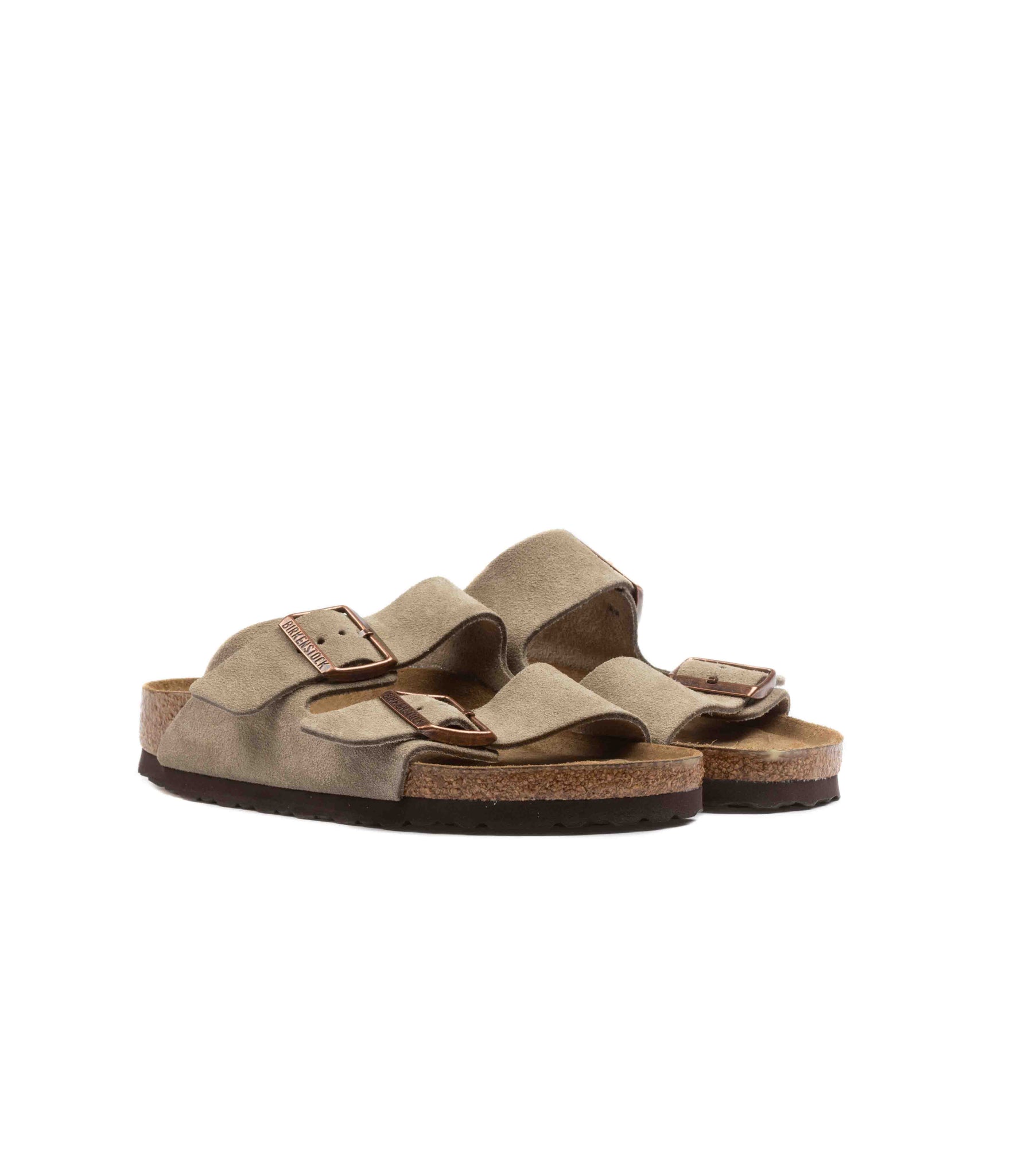 Birkenstock Arizona Pelle Suede Taupe Suola Morbida Unisex