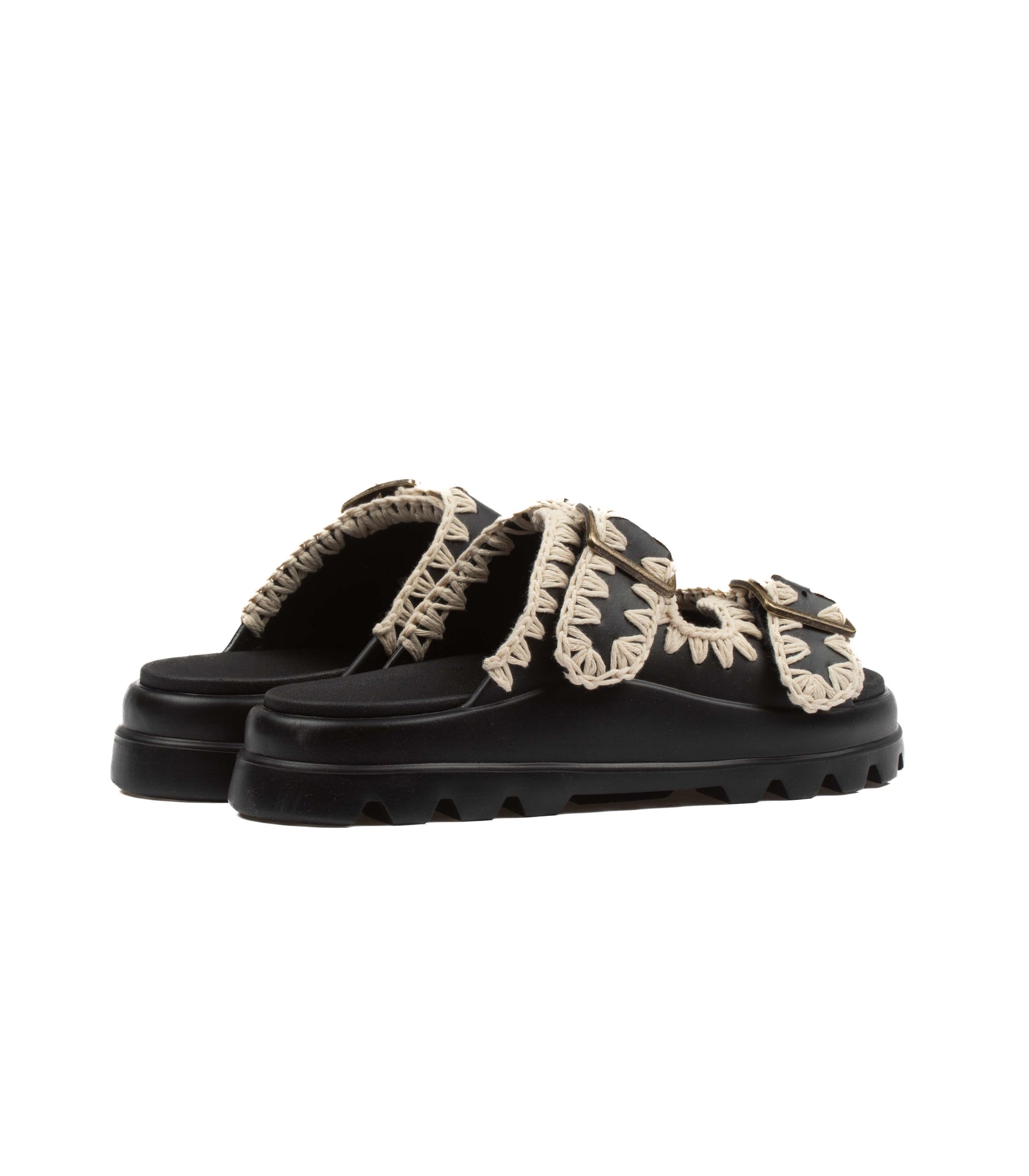 Mou Eva One Piece Slide Two Buckle Nero