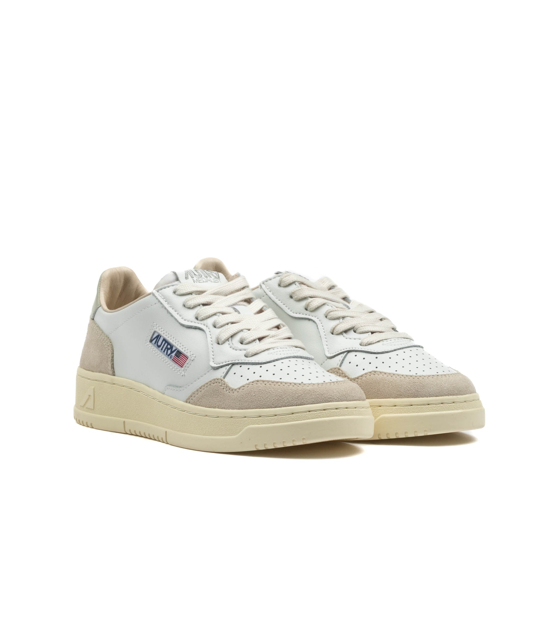 Autry Medalist Low Pelle E Suede Bianca Pelican Donna