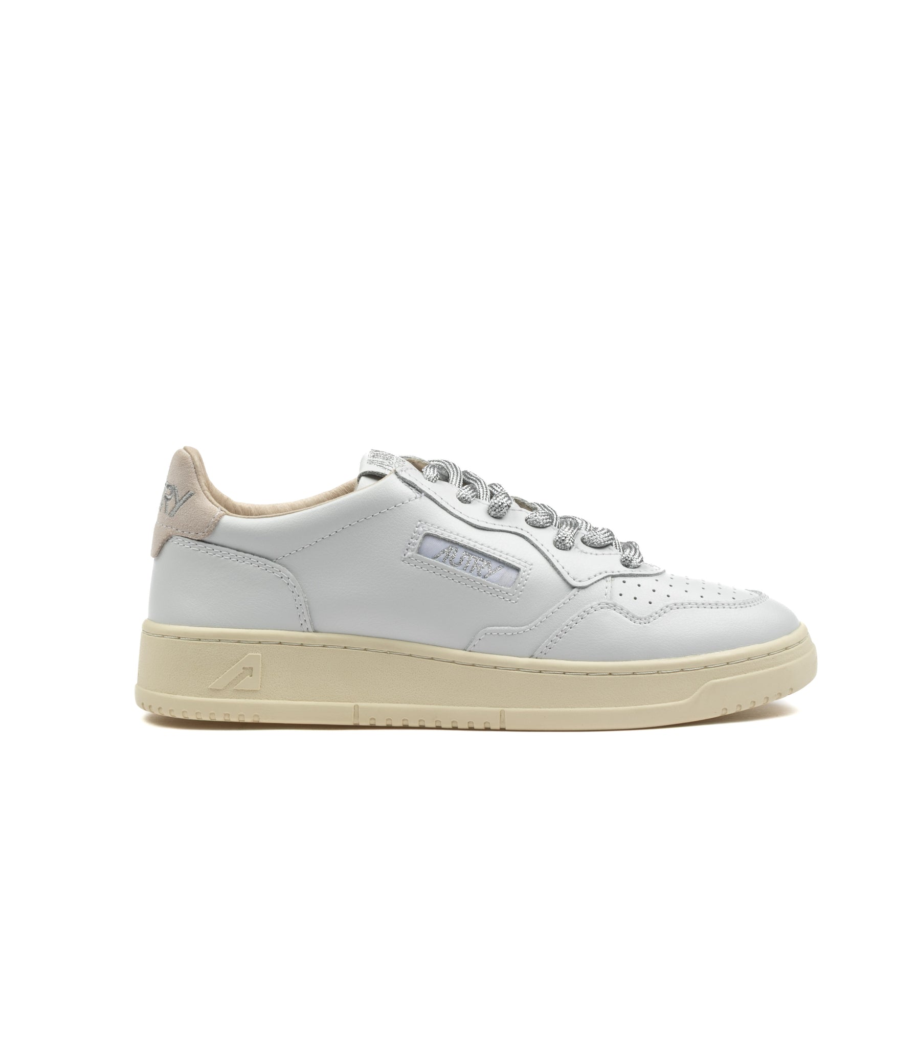 Autry Medalist Low Leather Swoll White Silver Donna