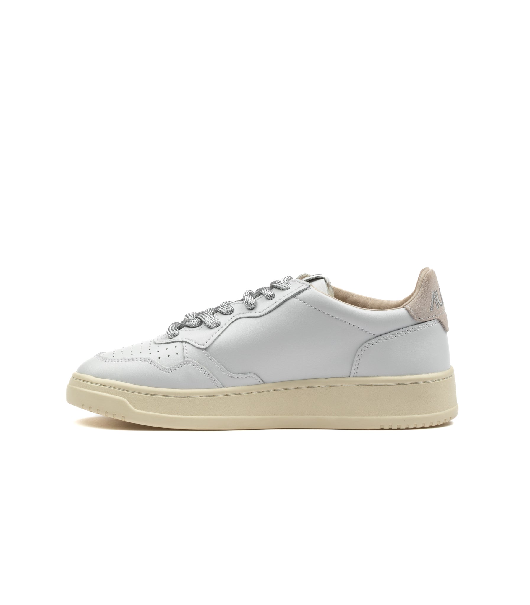 Autry Medalist Low Leather Swoll White Silver Donna