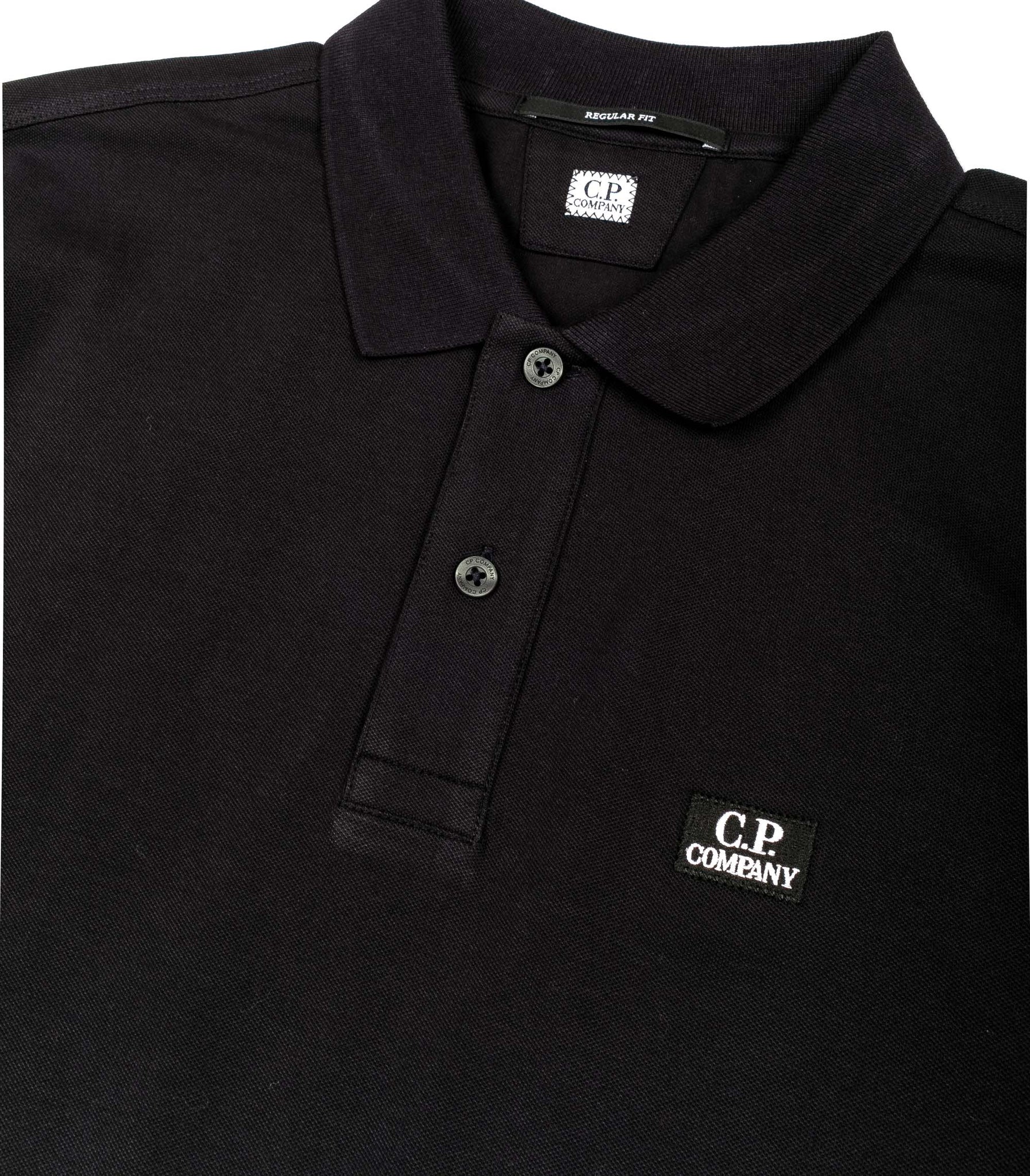 Cp Company Long Sleeve Polo Shirt Mini Logo Cp Black Man