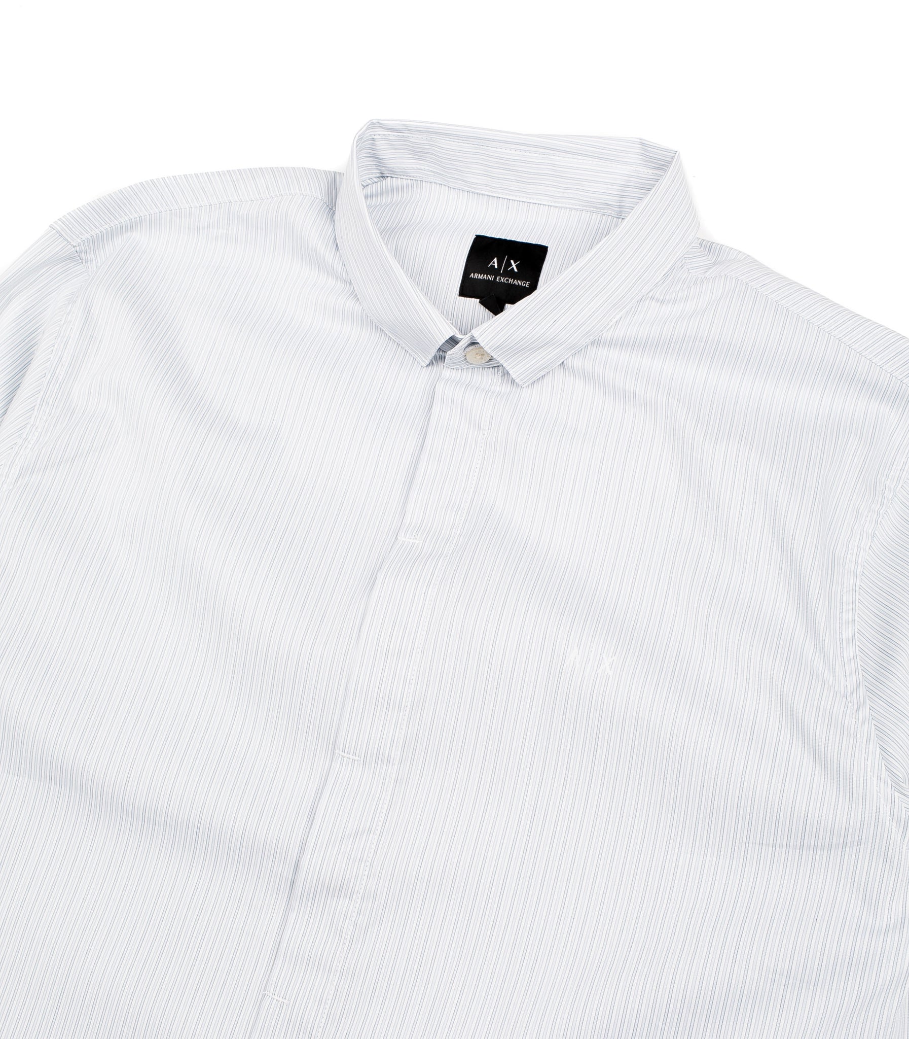 Armani X Striped Collar Shirt White Light Blue Man