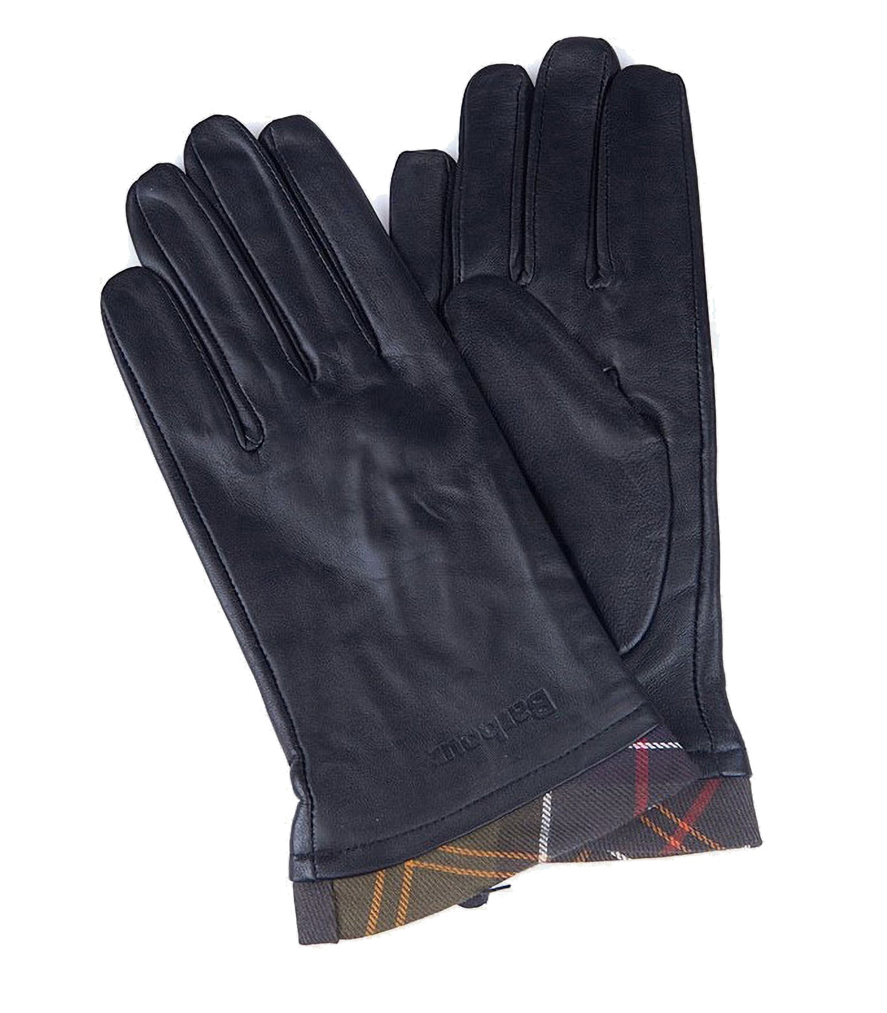 Women's Leather Gloves Tartan Trimmed Leather